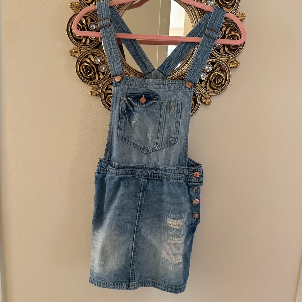 H&M Divided Blue Distressed Denim Overalls
